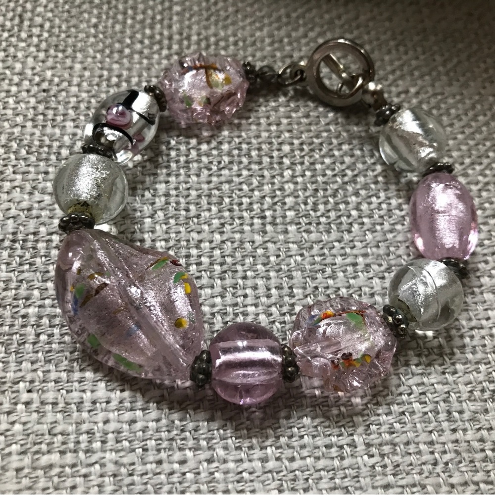Pink glass bead bracelet